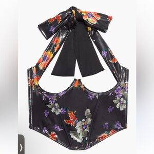 Night Blooms Cupless Halter Corset in Black & Multi | SAVAGE X FENTY XL